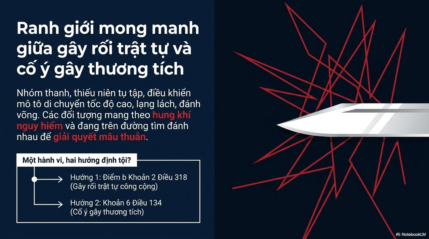 1. Ranh gioi giua toi gay roi trat tu cong cong va toi co y gay thuong tich
