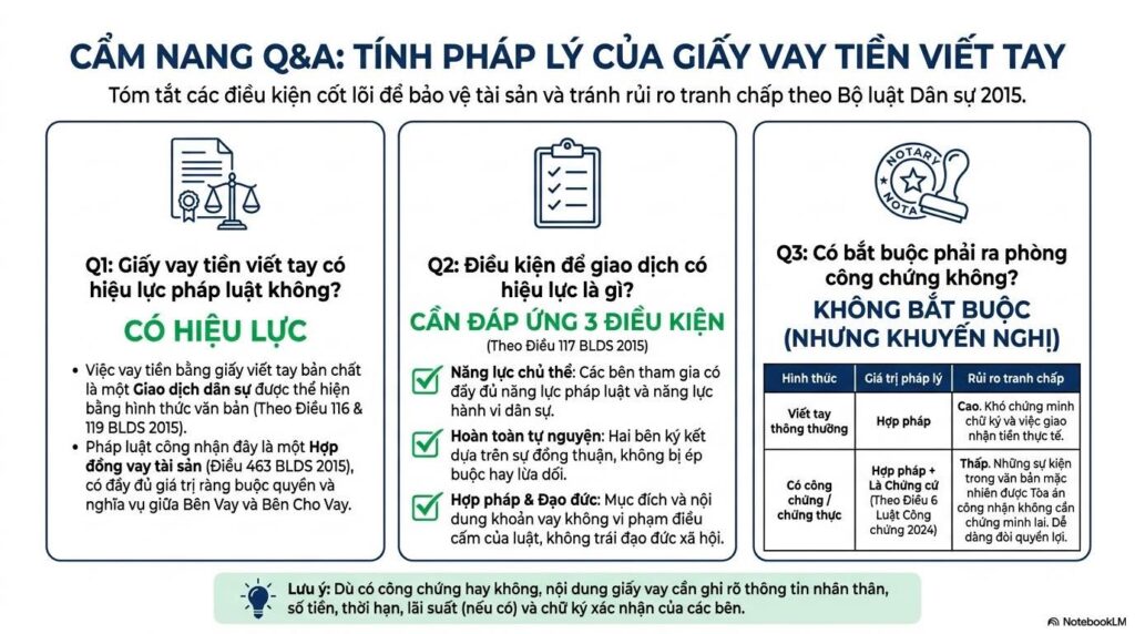 Giấy viết tay không công chứng: Khi nào có giá trị pháp lý, khi nào thành "mảnh giấy lộn"? 1 Tinh phap ly cua giay vay tien viet tay theo quy dinh Bo luat dan su 2015